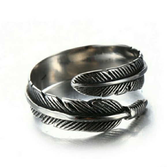 BOHO Silver Vintage Style Feather Arrow Wrap Ring - Picture 5 of 5